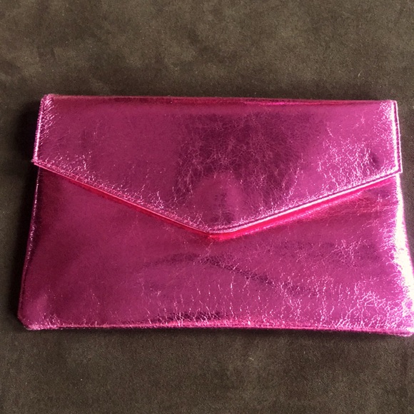 Handbags - Hot Pink Metallic Envelope Clutch
